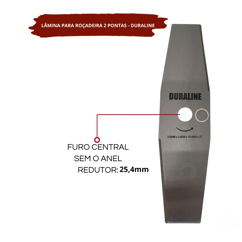 Lâmina para Roçadeira 2 Pontas Universal 350mm x 25,4mm x 2mm Duraline Tekna