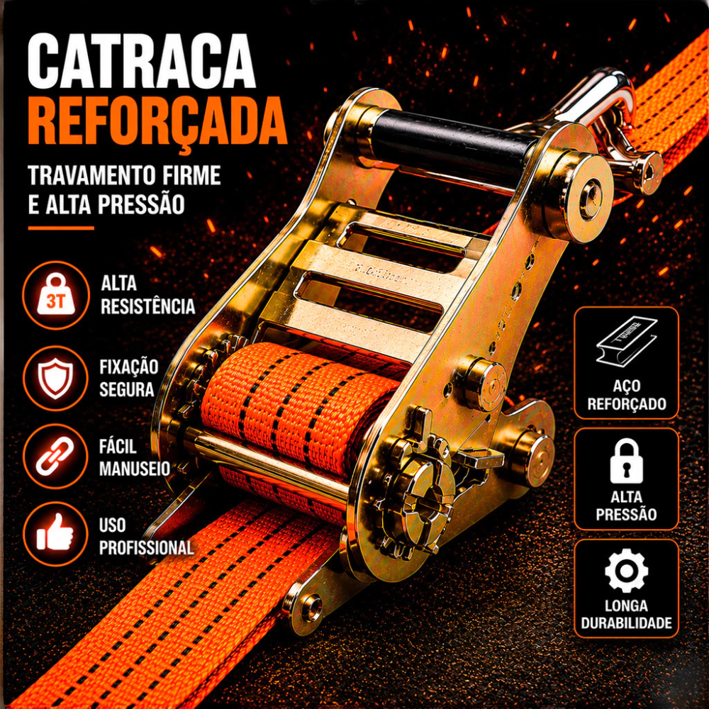 CINTA C/ CATRACA PARA AMARRAÇÃO DE CARGA 3,0TON 10,0M 5,0CM