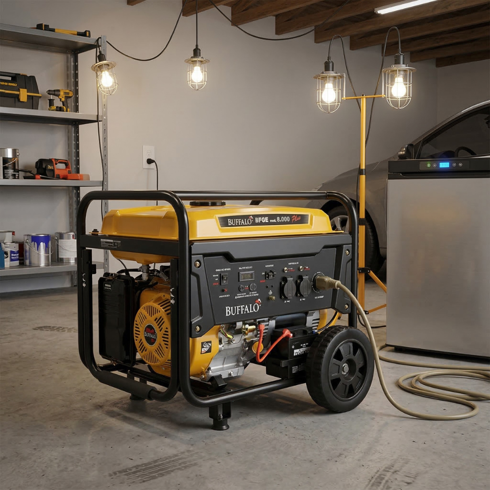 Gerador de Energia À Gasolina Buffalo Bfge 8.000 Plus 8kva Partida Elétrica 110/220v