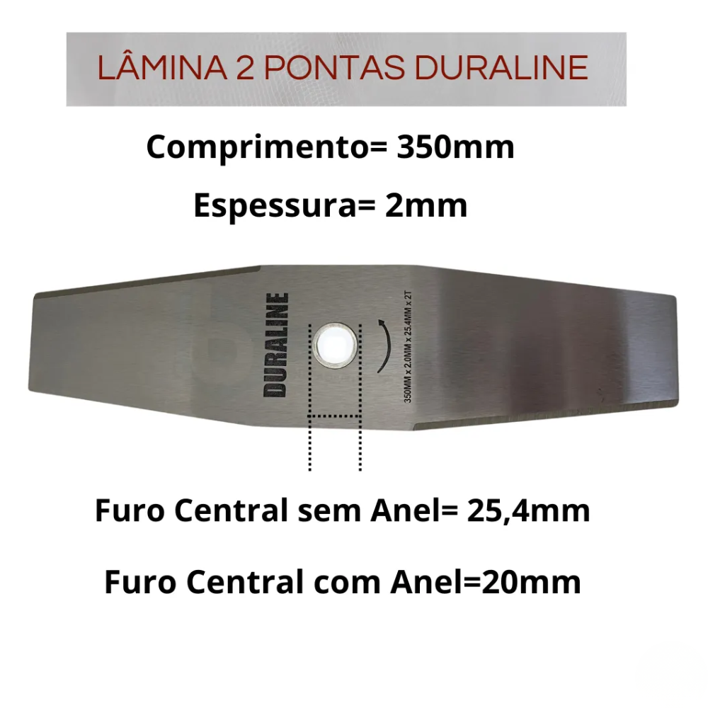 Lâmina para Roçadeira 2 Pontas Universal 350mm x 25,4mm x 2mm Duraline Tekna