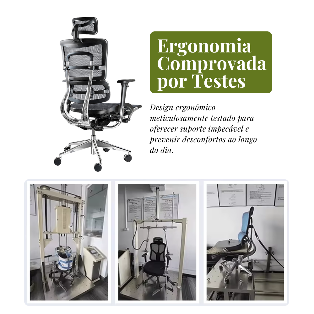 Cadeira de Escritório Ergonômica Executiva SyberFlex com Apoio de Pés Retrátil e Tela Mesh