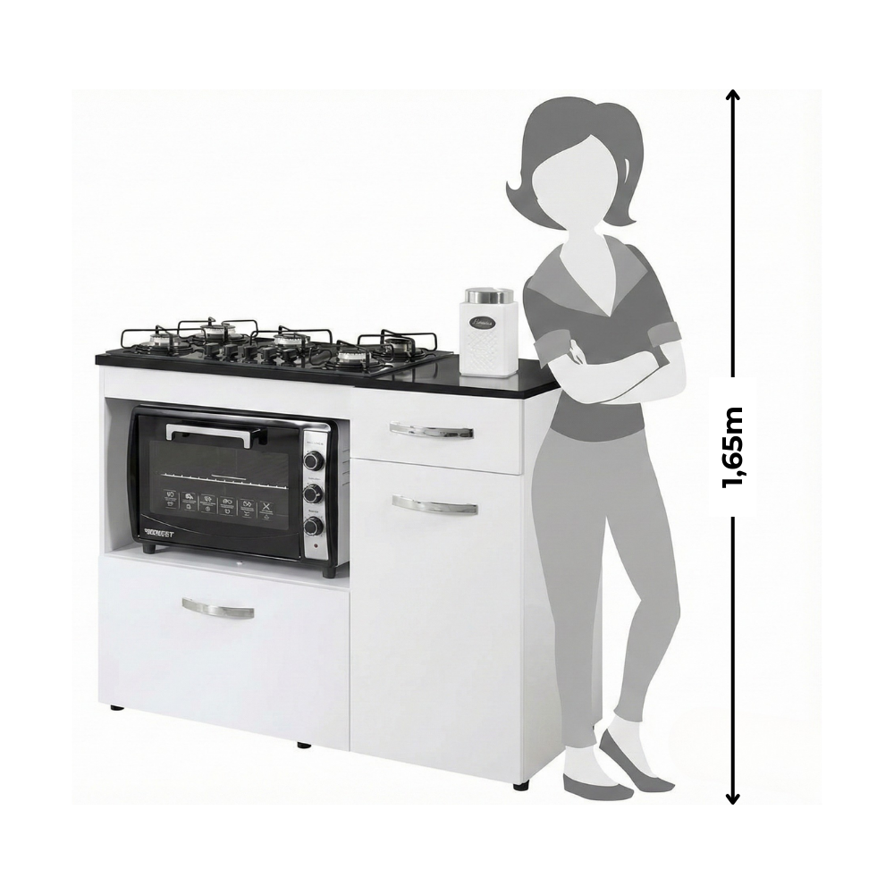Kit Balcão Cooktop Violeta Branco Com Fogão 5 Bocas Itacook Itatiaia