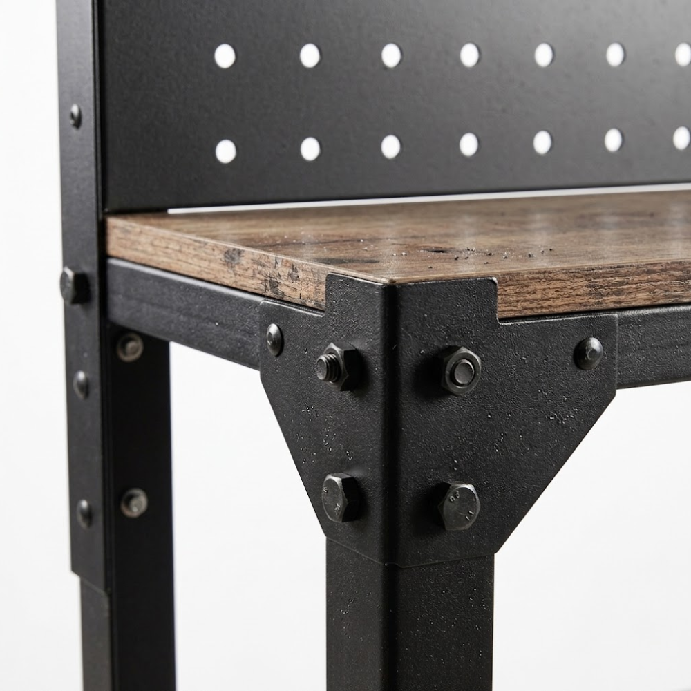 Mesa Bancada de Trabalho Oficina C/ Painel E Suportes de Ferro Lyus BHL-1100D