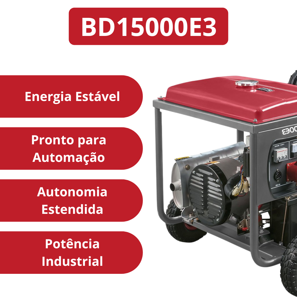 Gerador de Energia 14kVA à Diesel Trifásico 220v Partida Elétrica BD-15000E3 Branco