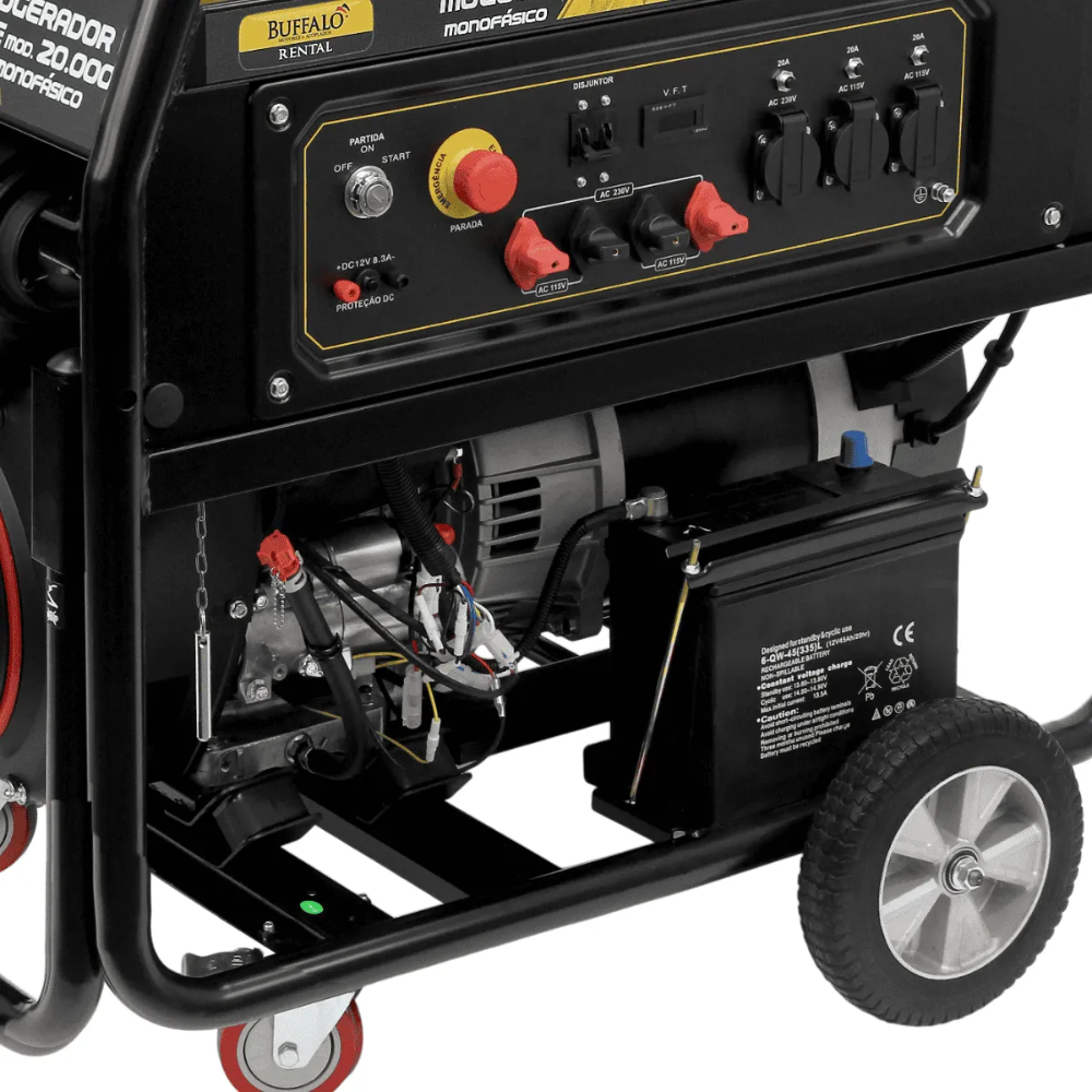 Gerador a Gasolina Partida Elétrica 35HP BFGE 20.000 19kVa Monofásico Buffalo