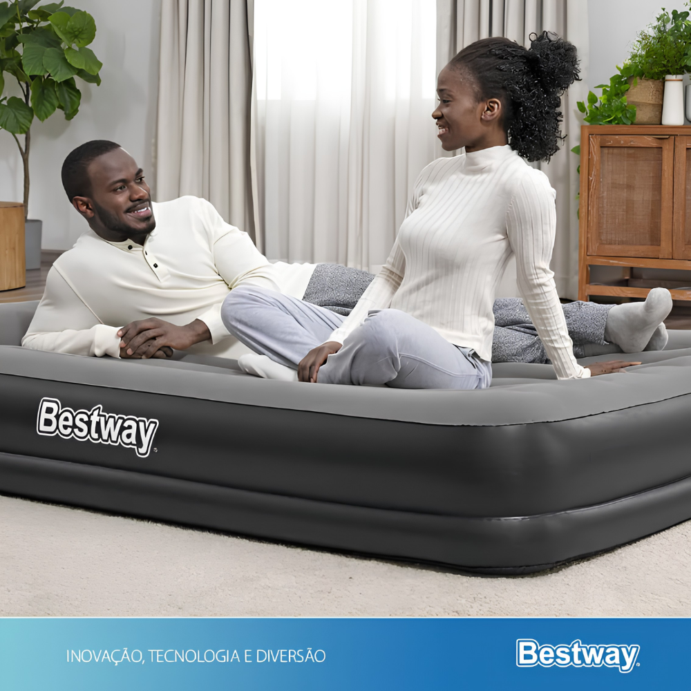 Colchão Inflável Casal Queen Tritech USB c/ Bomba Embutida USB Bestway 