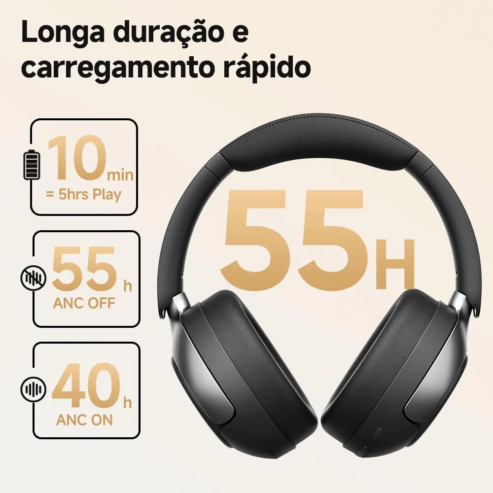 Kit Fone de Ouvido Bluetooth QCY H3 Pro ANC BH24H3B com Bolsa de Armazenamento QCY