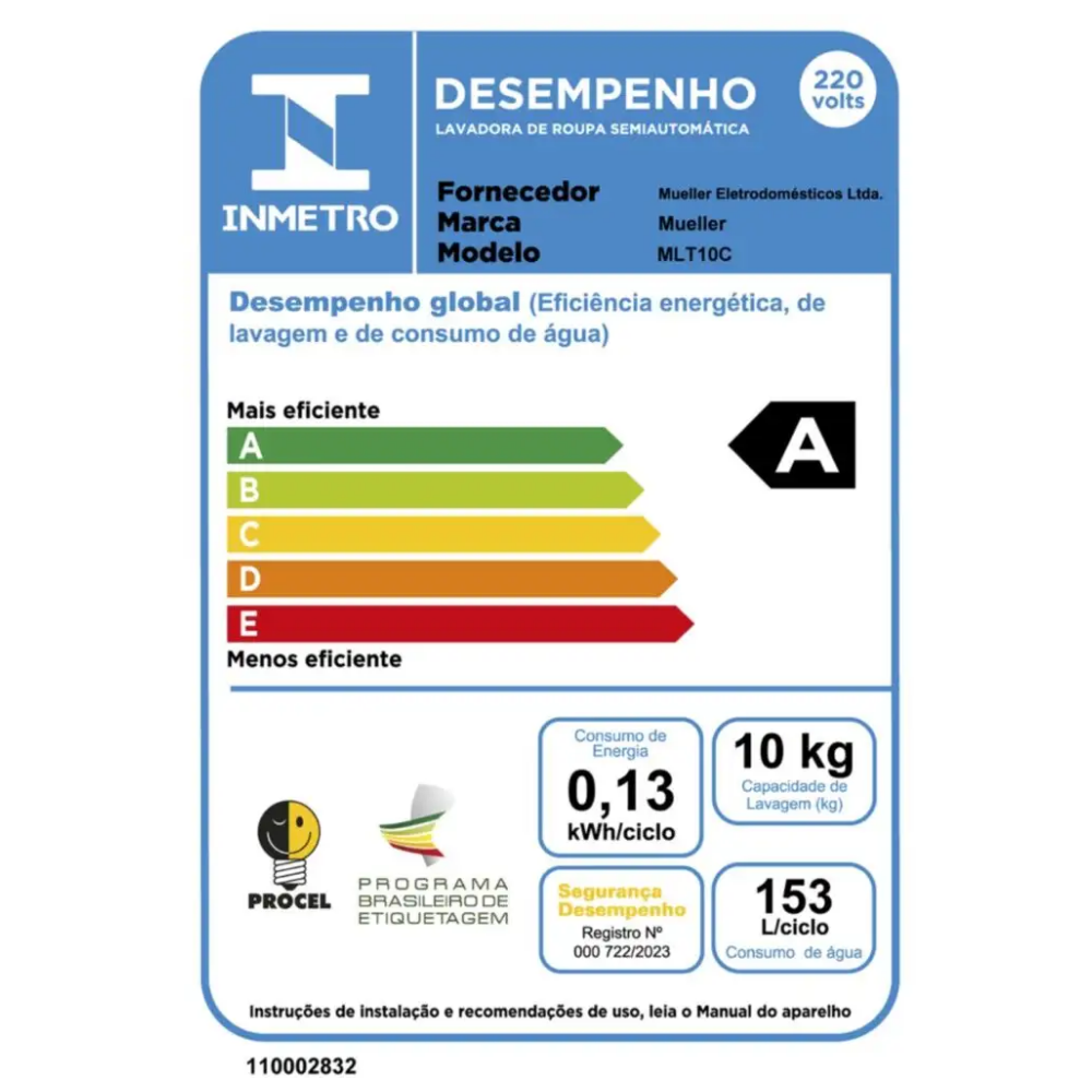 Tanquinho Mueller 10kg Superesfregador Preto MLT10C