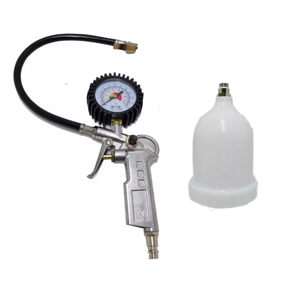 Kit Acessórios Compressor de Ar 5 Peças com Mangueira Pistola Pintura Calibrador Tekna