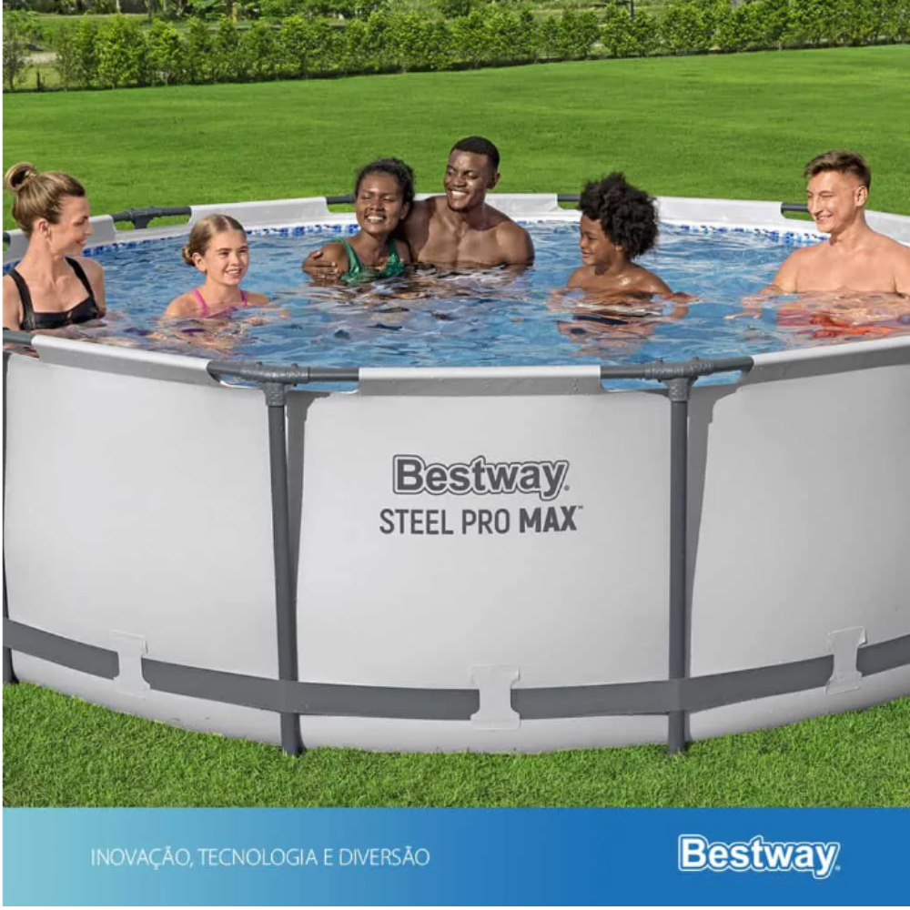 Piscina Estrutural Bestway Steel Pro MAX 9.150L com Escada, Capa, Forro e Filtro 2.006 L/h