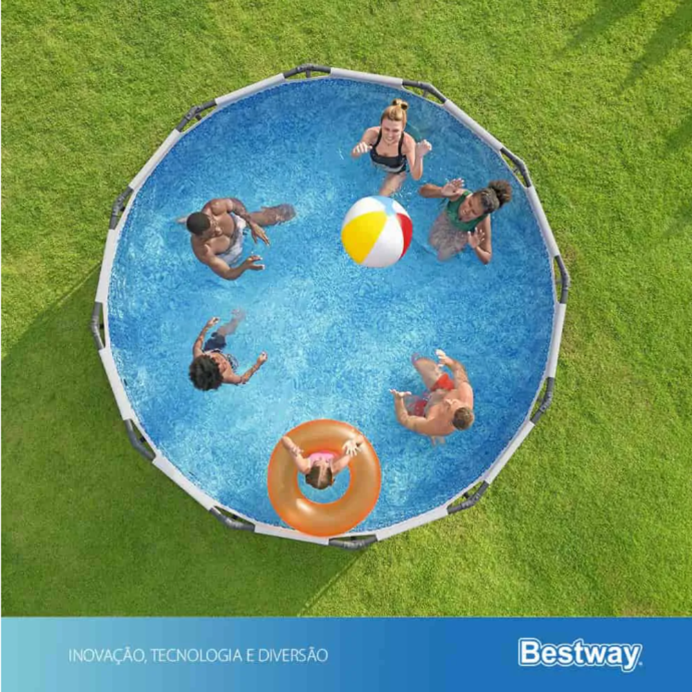 Piscina Estrutural Bestway Steel Pro MAX 9.150L com Escada, Capa, Forro e Filtro 2.006 L/h