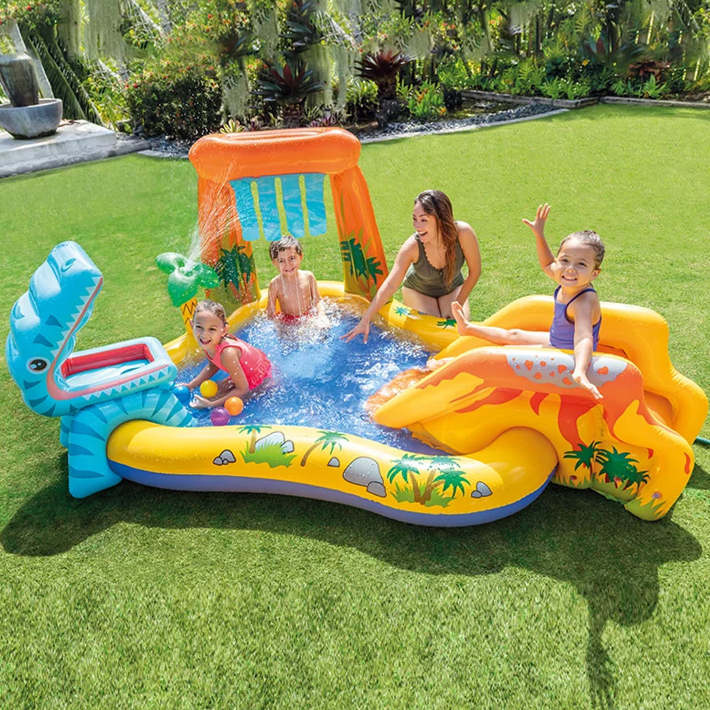 Piscina Infantil Playground Centro de Diversões Dinossauro Intex 310 Litros