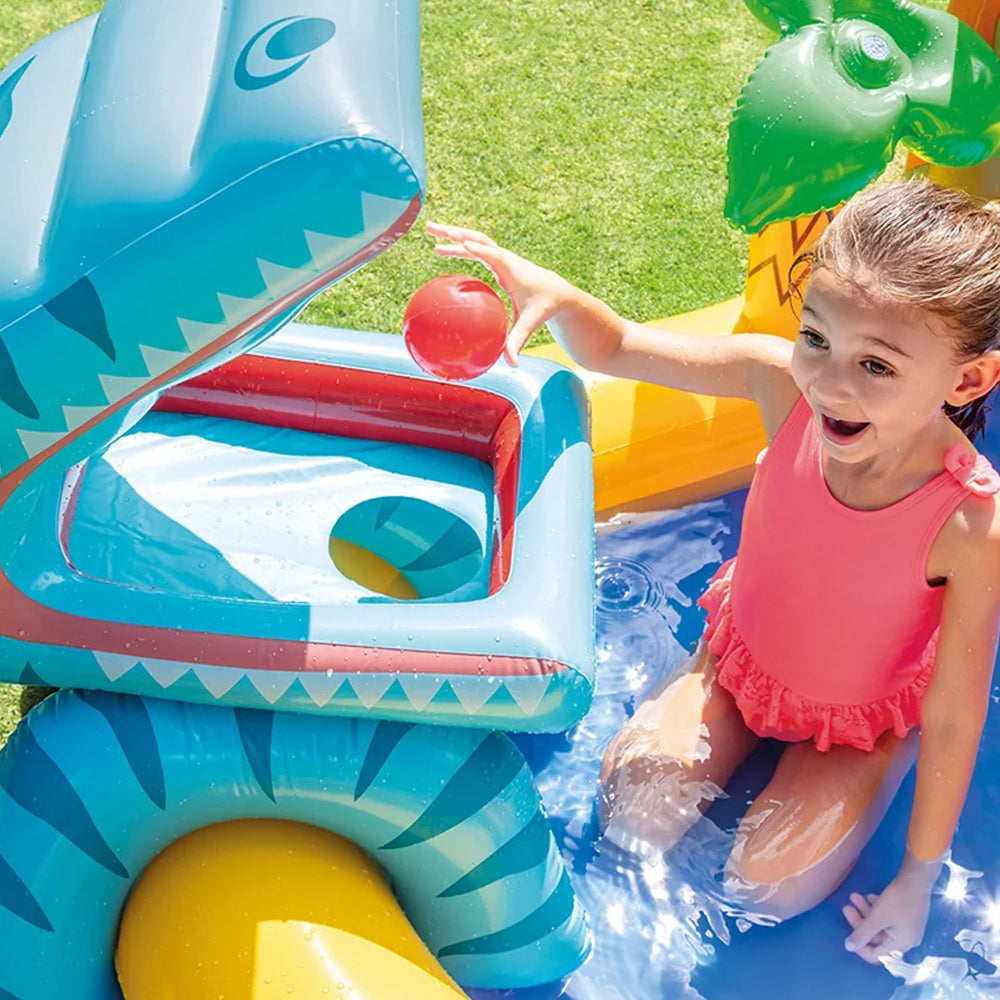 Piscina Infantil Playground Centro de Diversões Dinossauro Intex 310 Litros
