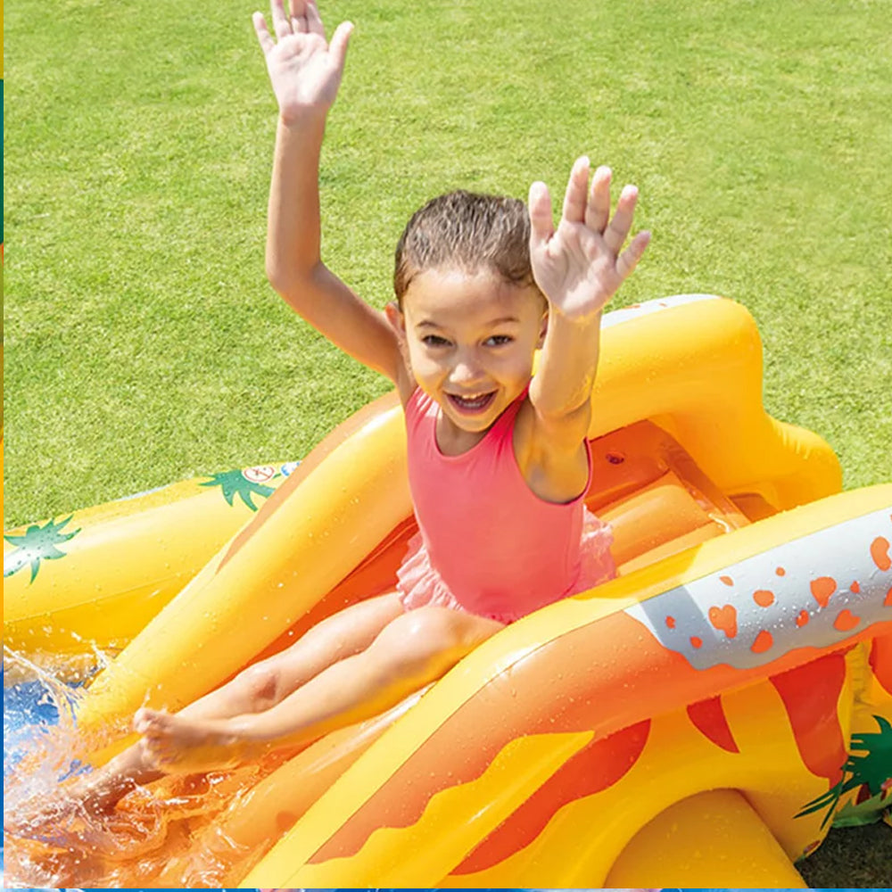 Piscina Infantil Playground Centro de Diversões Dinossauro Intex 310 Litros
