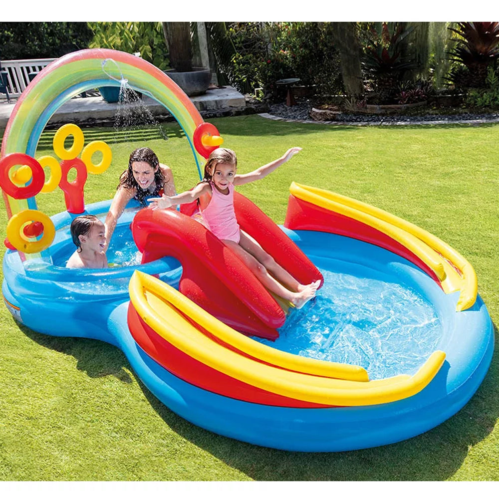 Piscina Playground Arco Íris 227 Litros Intex Tobogã