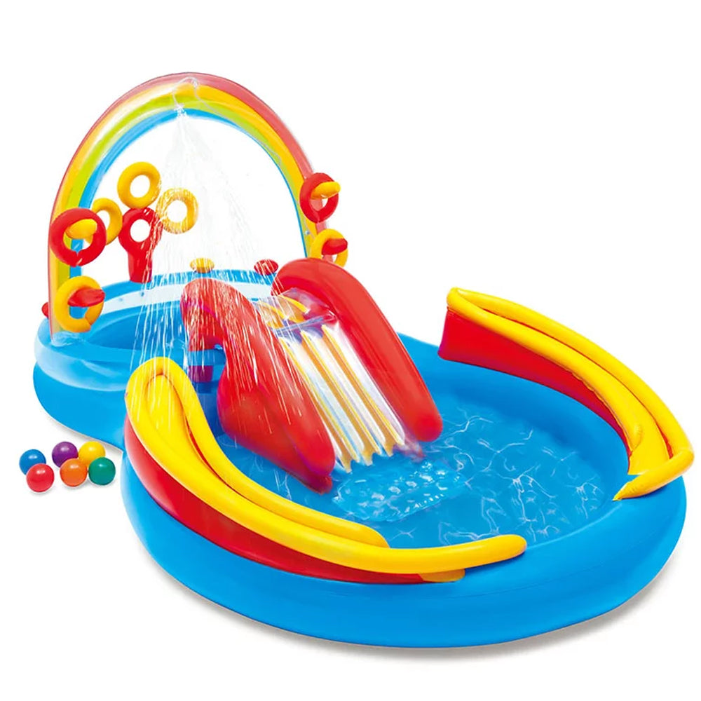 Piscina Playground Arco Íris 227 Litros Intex Tobogã