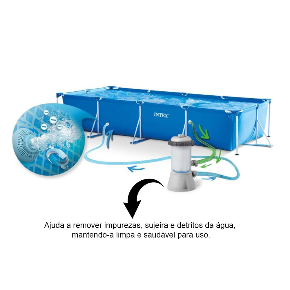 Piscina Estrutural Retangular 7.127 Litros Intex Com Bomba e Filtro 220V