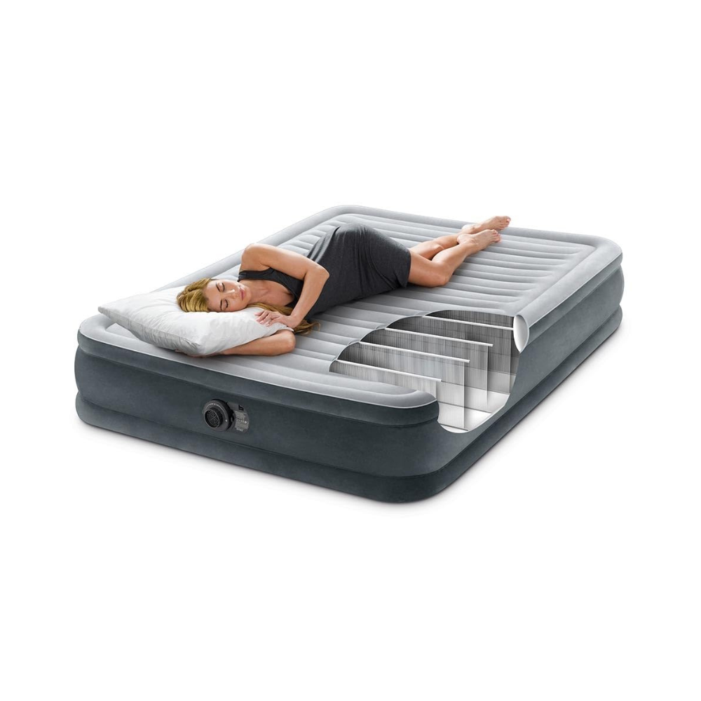 Kit 02 Colchão Casal Inflável Intex Dura Beam Comfort Plush C/ Bomba Elétrica Embutida