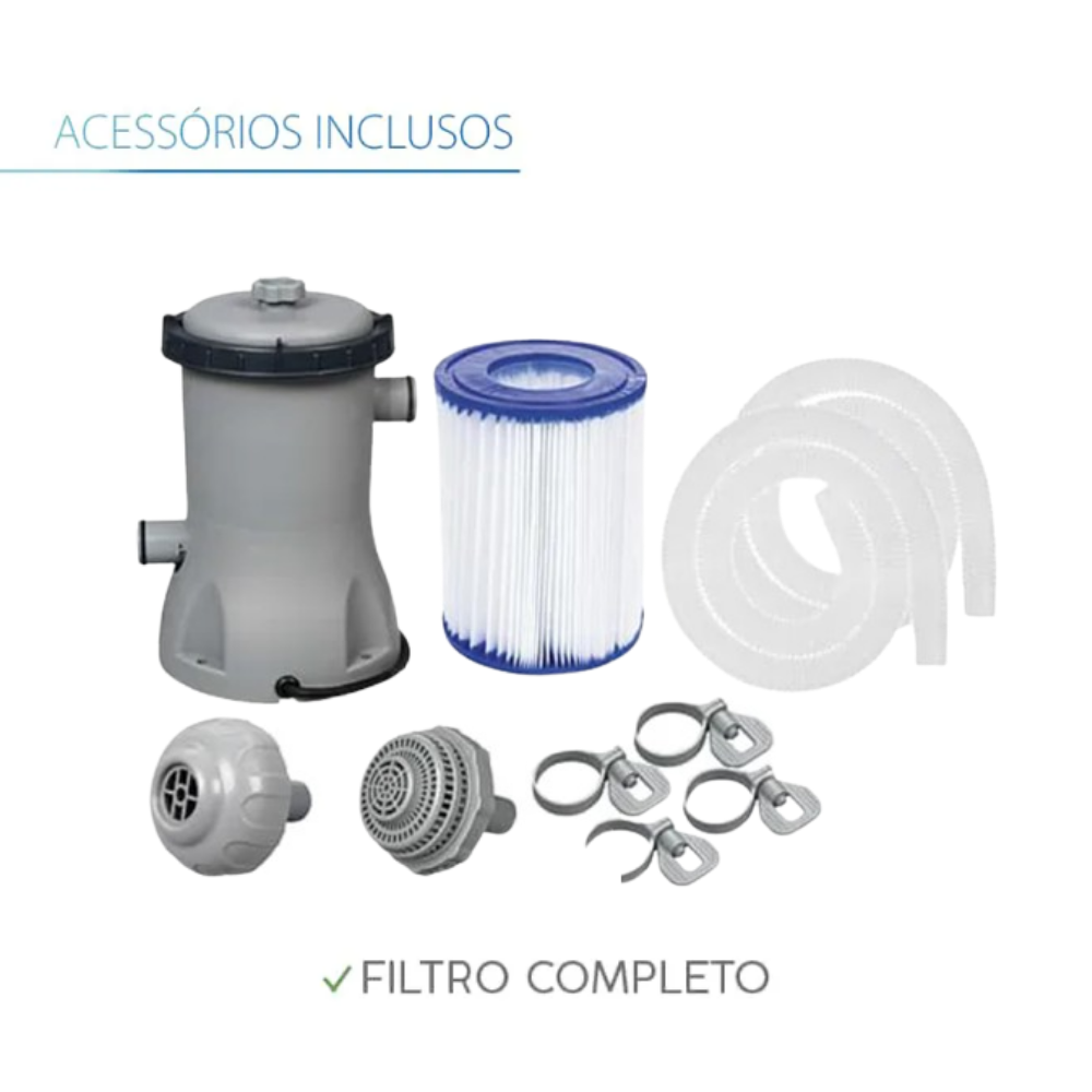 Piscina Estrutural 4678L Bestway Steel Pro MAX 3,05m x 76cm + Filtro 127V e Acessorios