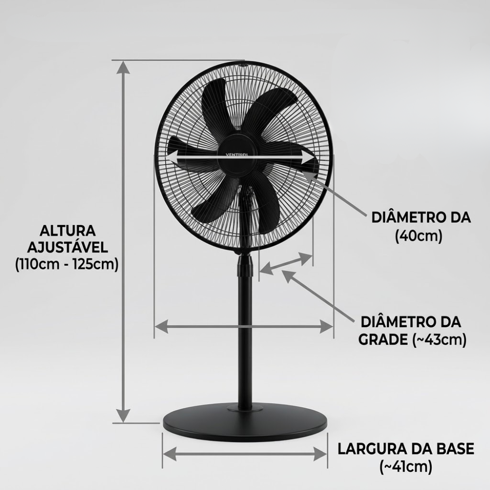 Ventilador Coluna Turbo 6P 40cm Preto 127V Ventisol