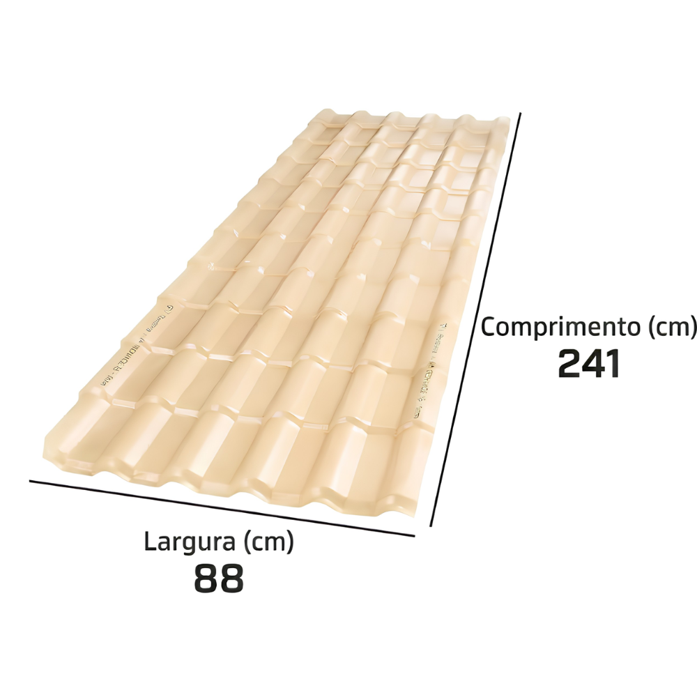 Telha PVC Plan Colonial Muke Tools Marfim 241x88cm 6 Ondas 1,5mm