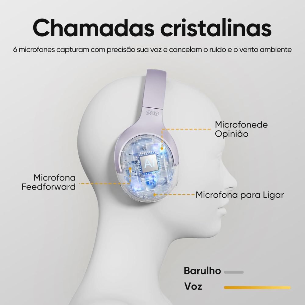 Fone de Ouvido Bluetooth QCY H3 ANC Hi-Res BH23H3A Violeta