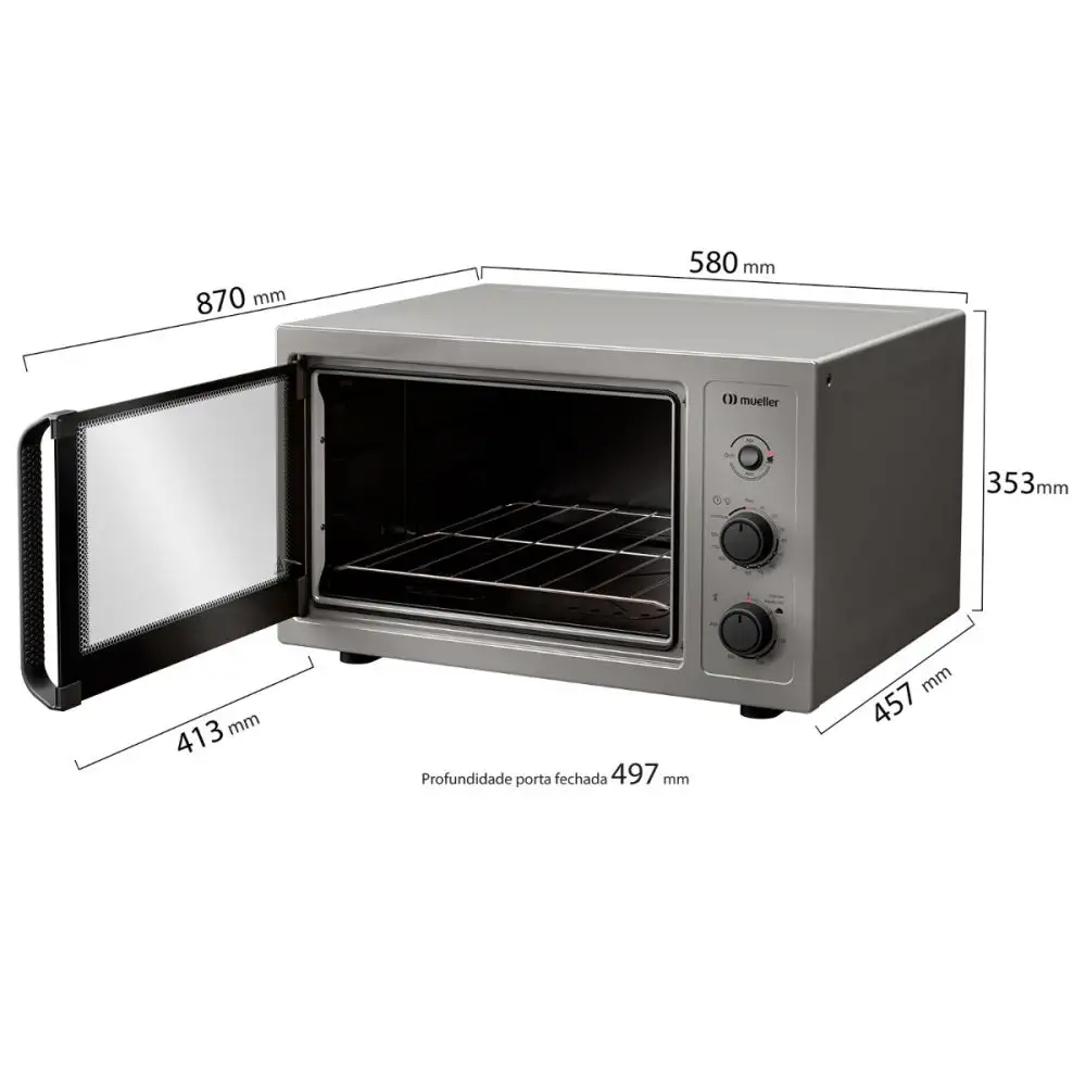 Forno Elétrico de Bancada Mueller Titânio MFB50B 50 Litros com Grill 