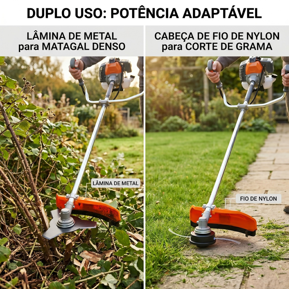 Roçadeira Lateral a Gasolina 52cc 2HP RL520P-I com Lâmina e Carretel Alta Potência Tekna