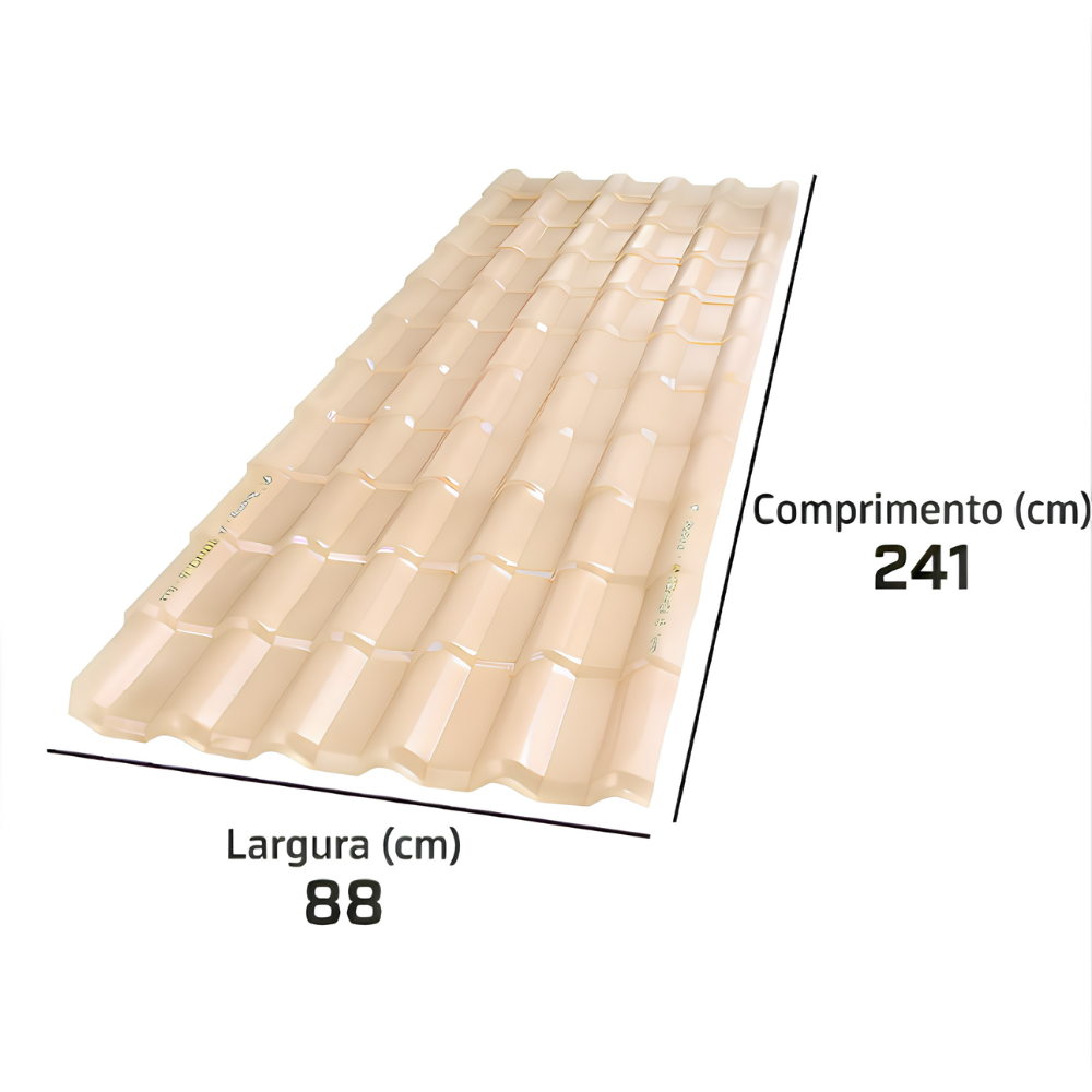 Kit 10 Telhas PVC Plan Colonial Muke Tools Marfim 241x88cm 6 Ondas 1,5mm