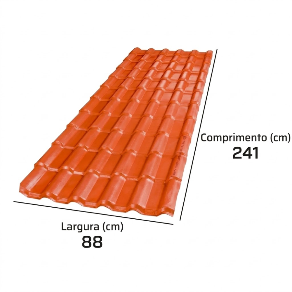Telha PVC Plan Colonial Muke Tools Terracota 241x88cm 6 Ondas 1,5mm
