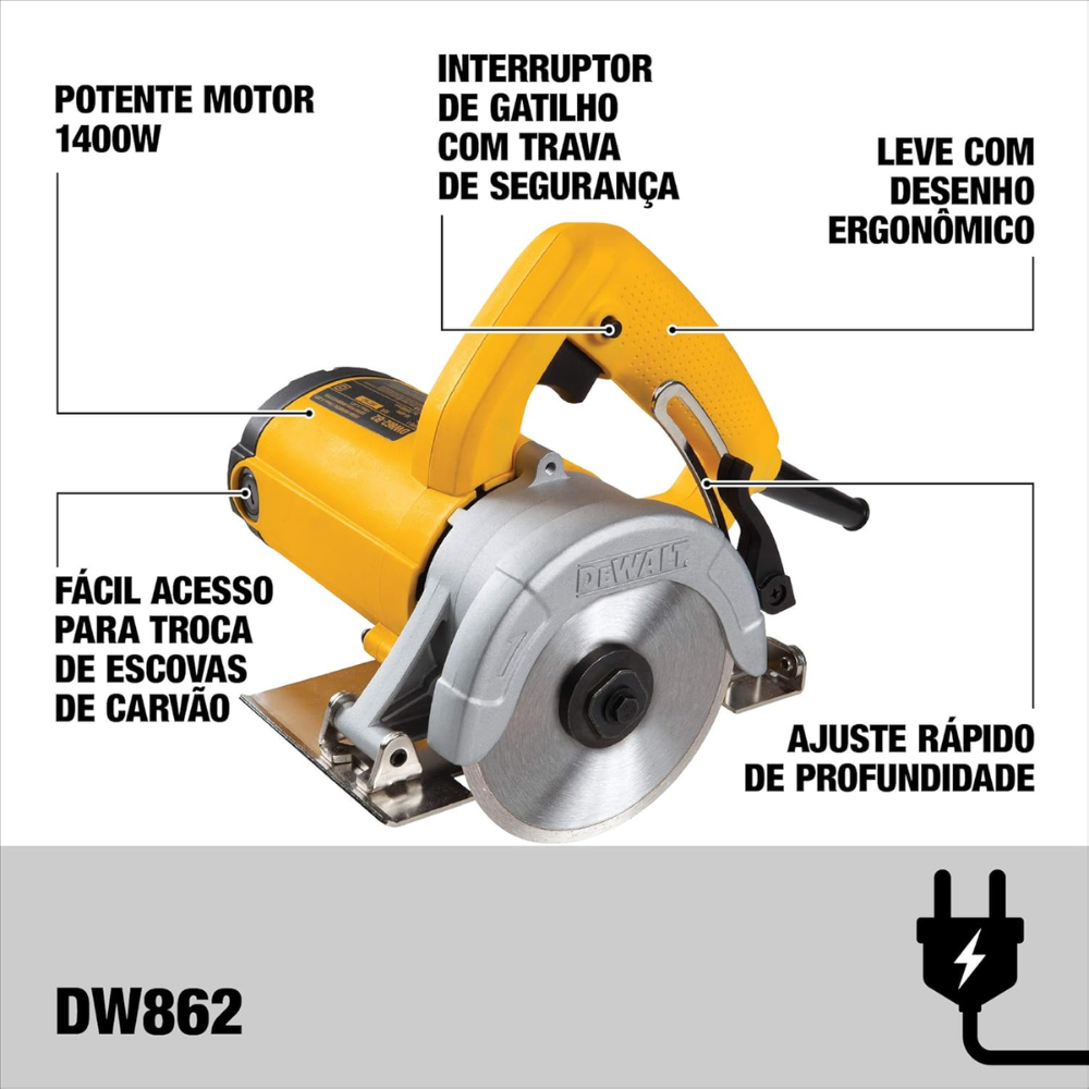 Serra Mármore Uso Industrial 125mm 4.7/8" 1400W 127V DW862BR DeWalt