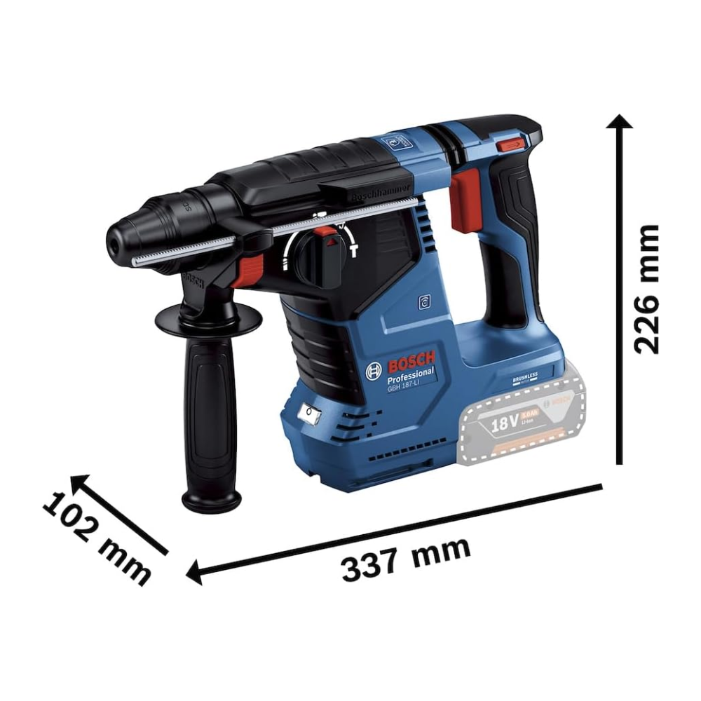 Martelete Rompedor a Bateria 18V GBH 187-LI Brushless SDS Plus Profissional Bosch