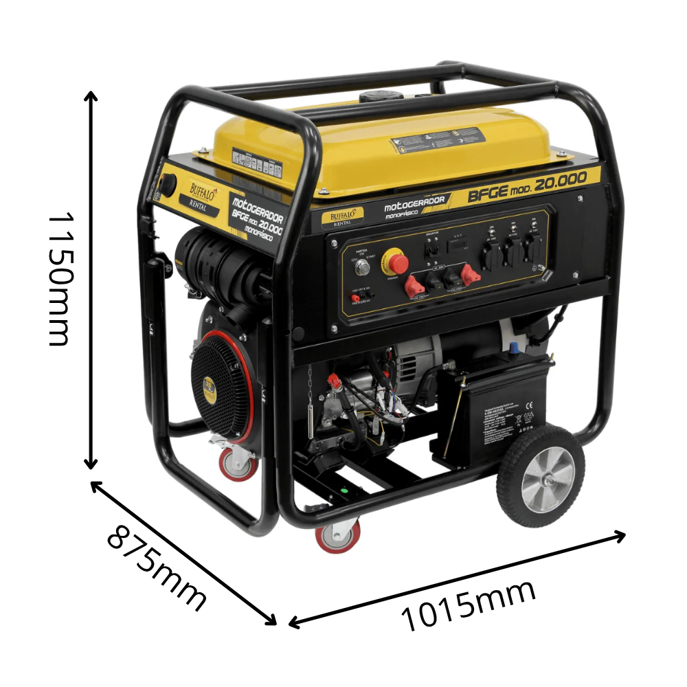 Gerador a Gasolina Partida Elétrica 35HP BFGE 20.000 19kVa Monofásico Buffalo
