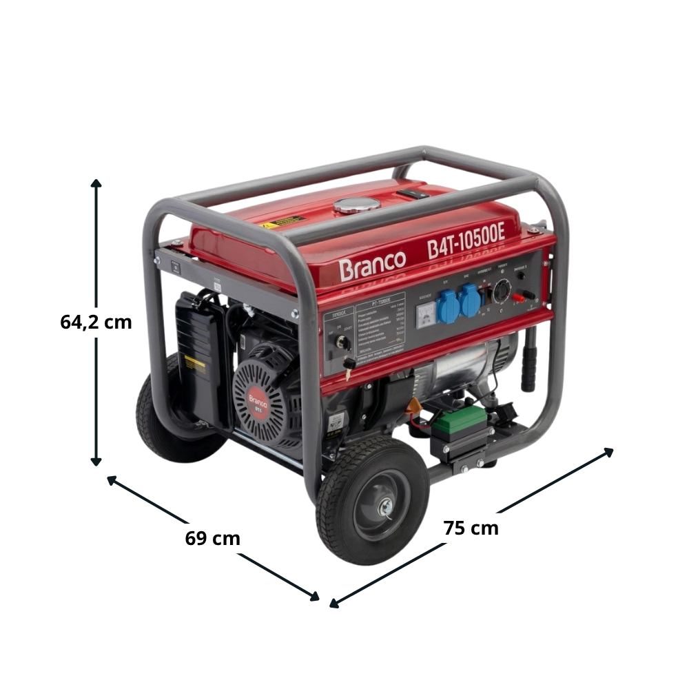 GERADOR A GASOLINA BRANCO B4T-10500E 9,0kVA 16,5CV 3600RPM