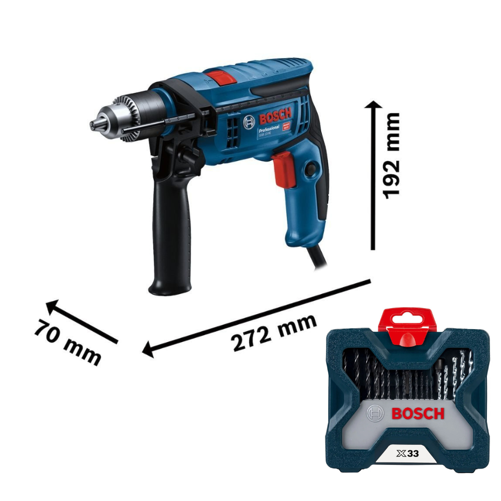 Furadeira Parafusadeira de Impacto BOSCH 1/2" 750W com Jogo de Pontas e Brocas Bosch X-Line 33 Peças
