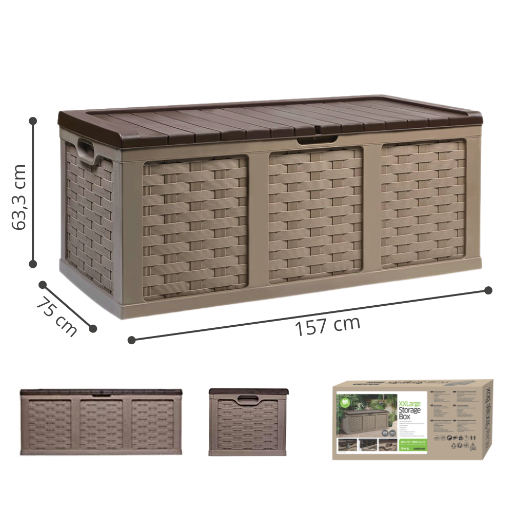 Baú Caixa Organizadora Grande 634L Litros com Tampa Armazenamento Multiuso Rattan Starplast