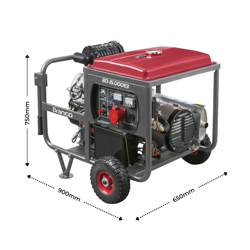 Gerador de Energia 14kVA à Diesel Trifásico 220v Partida Elétrica BD-15000E3 Branco