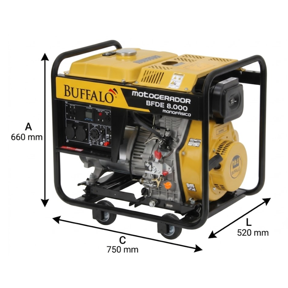 GERADOR DE ENERGIA A DIESEL BFDE 8000 MONOFÁSICO 6,5 KVA COM PART.ELÉTRICA 110/220V