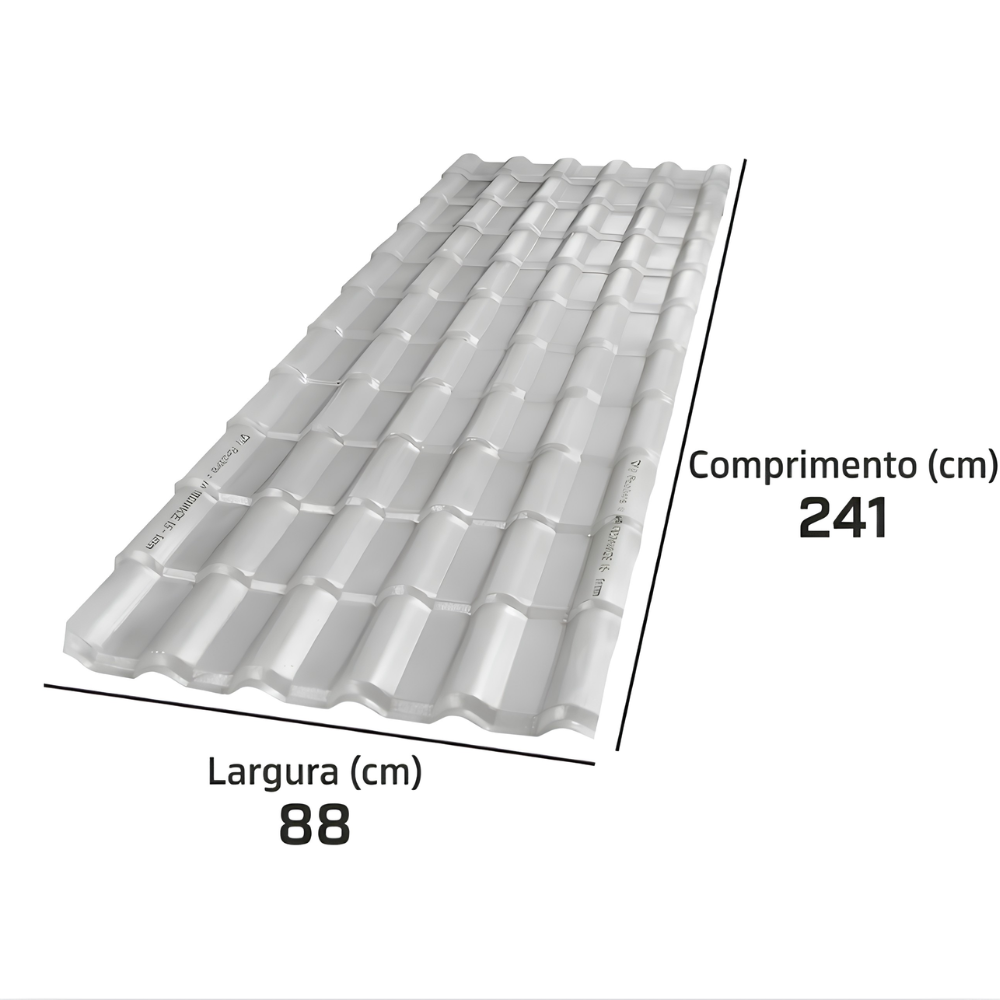 Kit 2 Telhas PVC Plan Colonial Muke Tools Cinza 241x88cm 6 Ondas 1,5mm