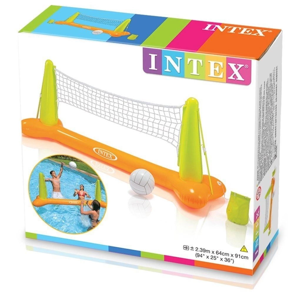 Kit Voleibol Inflável Para Praia E Piscina Com Bomba Manual Laranja/Amarelo Intex