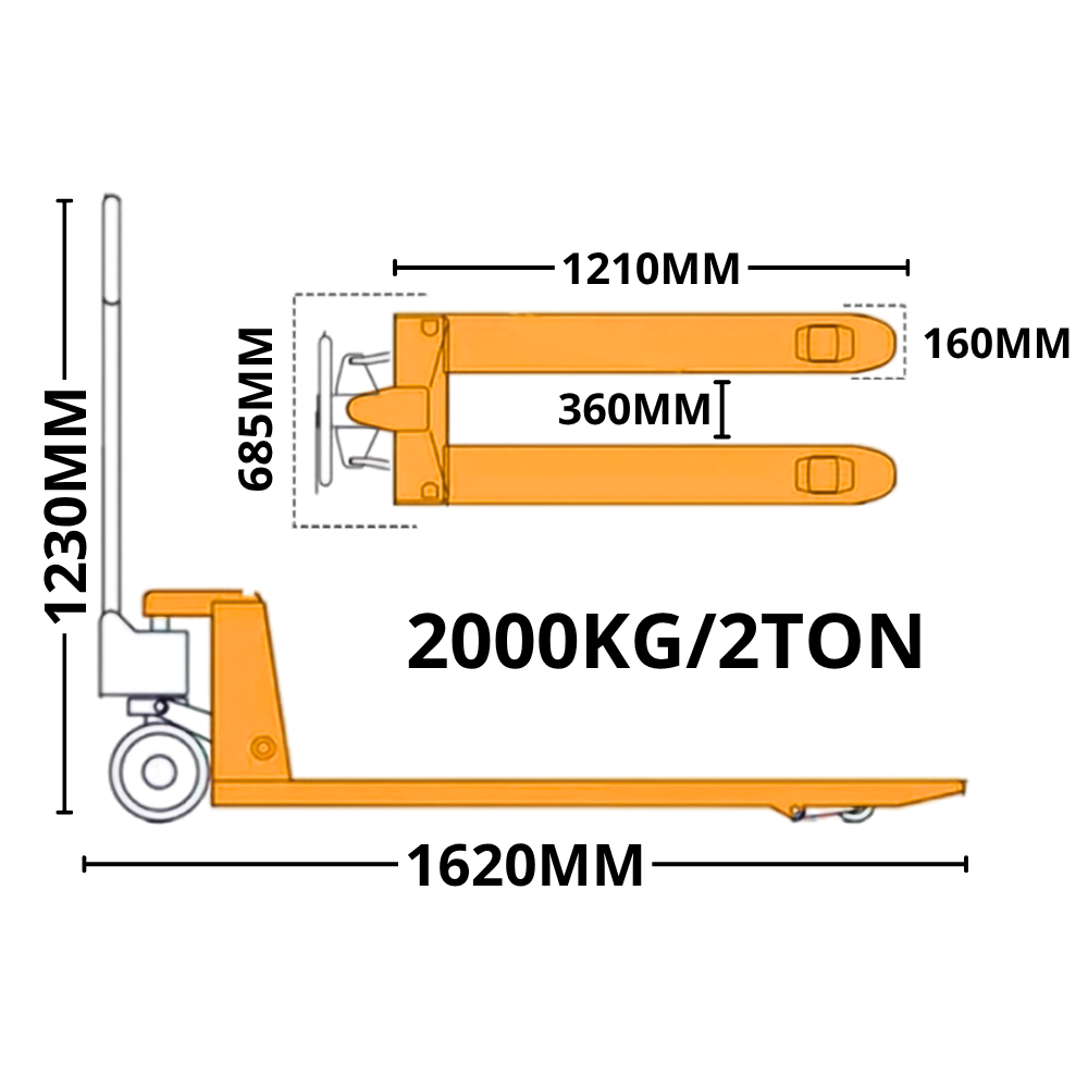 Transpalete Manual MK680 2000kg com Rodas Duplas de Nylon