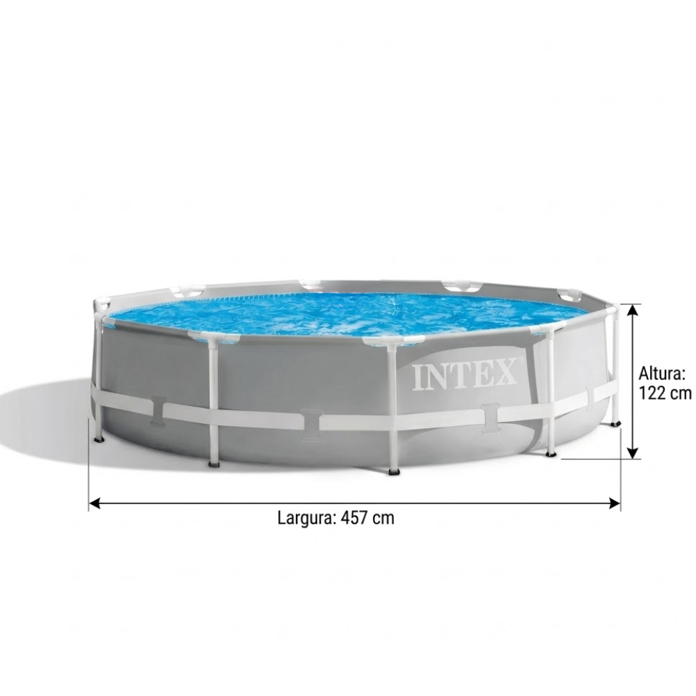 PISCINA PRISM INTEX 16.805L BOMBA 127V ESCADA PROTEÇÃO FUNDO
