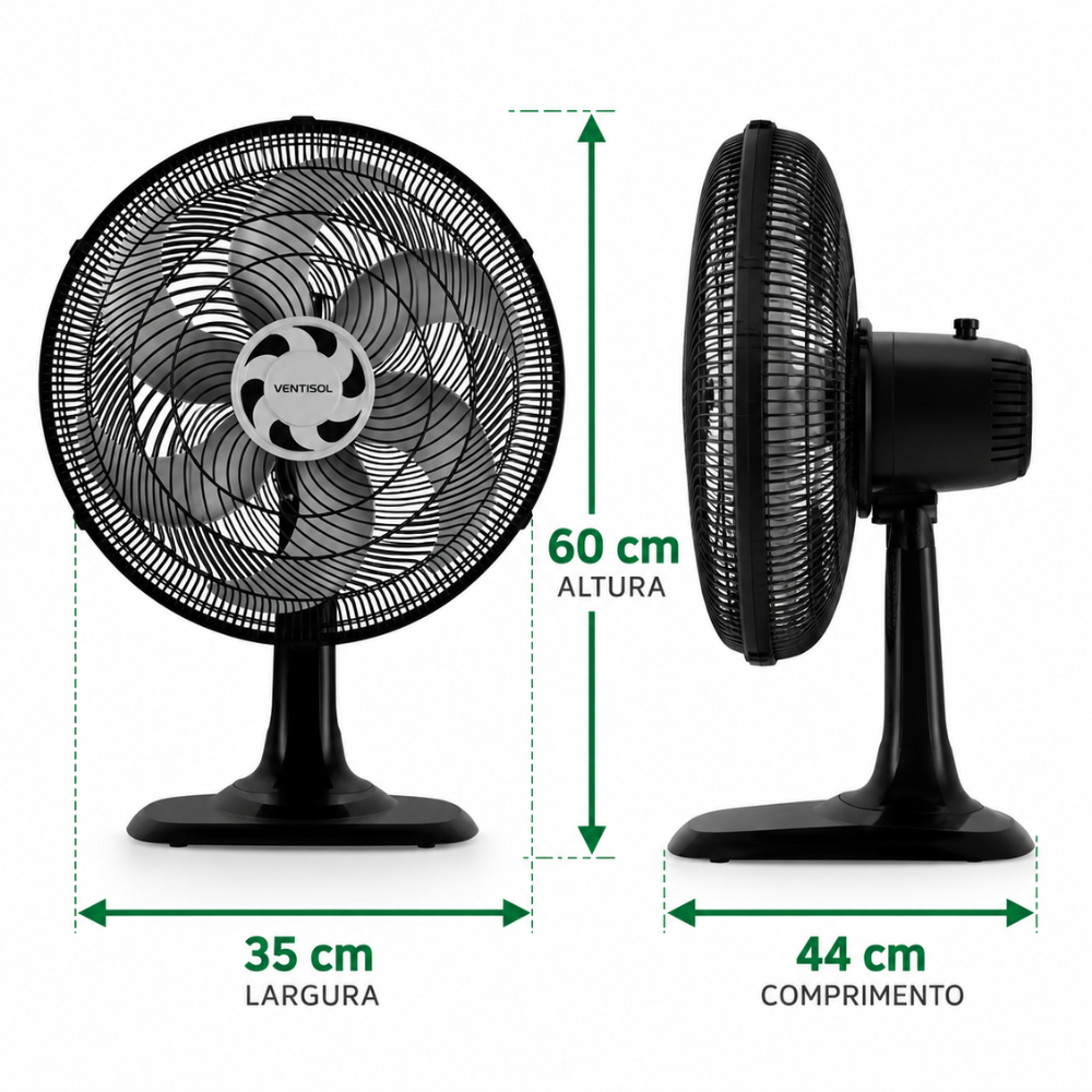 Ventilador de Mesa Ventisol Turbo 6P 40cm Preto 127V