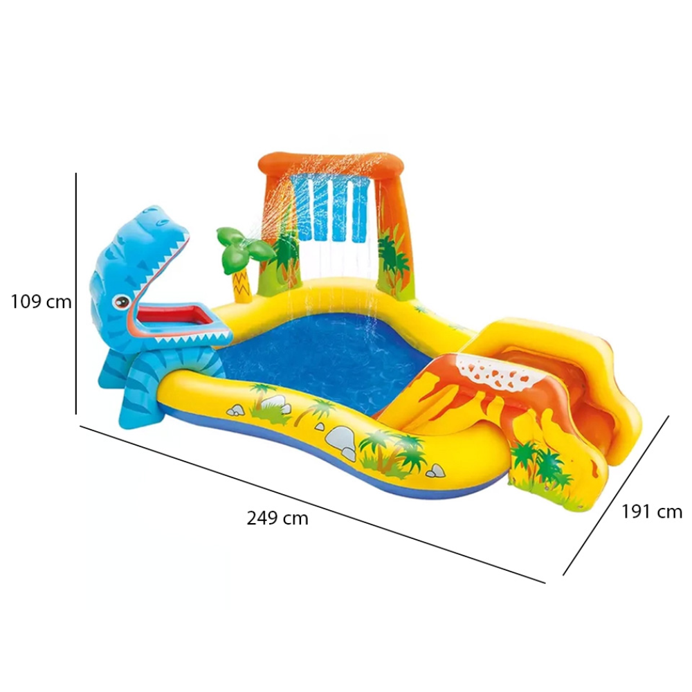Piscina Playground Dinossauro 310L com Bomba de Ar Manual Intex
