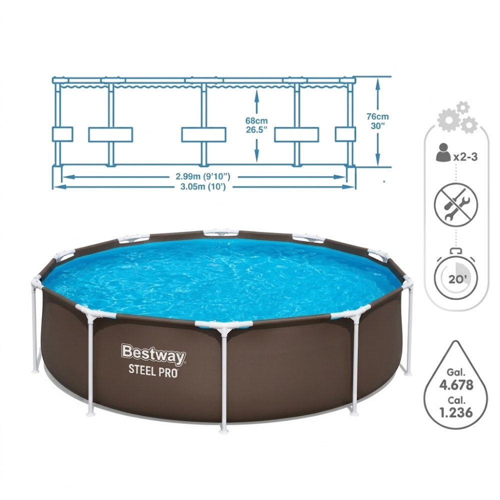 Piscina Estrutural Bestway 4.678L Circular com Filtro 1.249L/h 127V