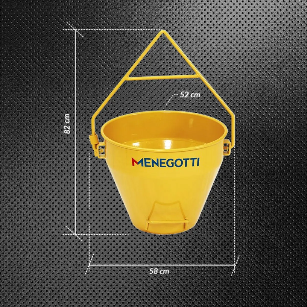 Balde Caçamba 50 Litros para Guincho Hidráulico e de Coluna Menegotti Cor Amarelo