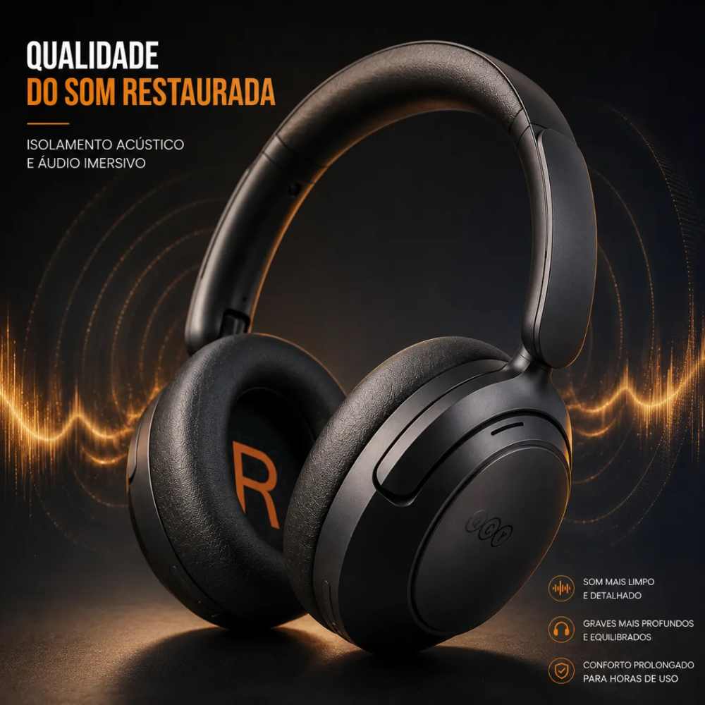 Kit Fone de Ouvido Bluetooth QCY H2 BH22H2A com Almofadas Auriculares de Reposição QCY