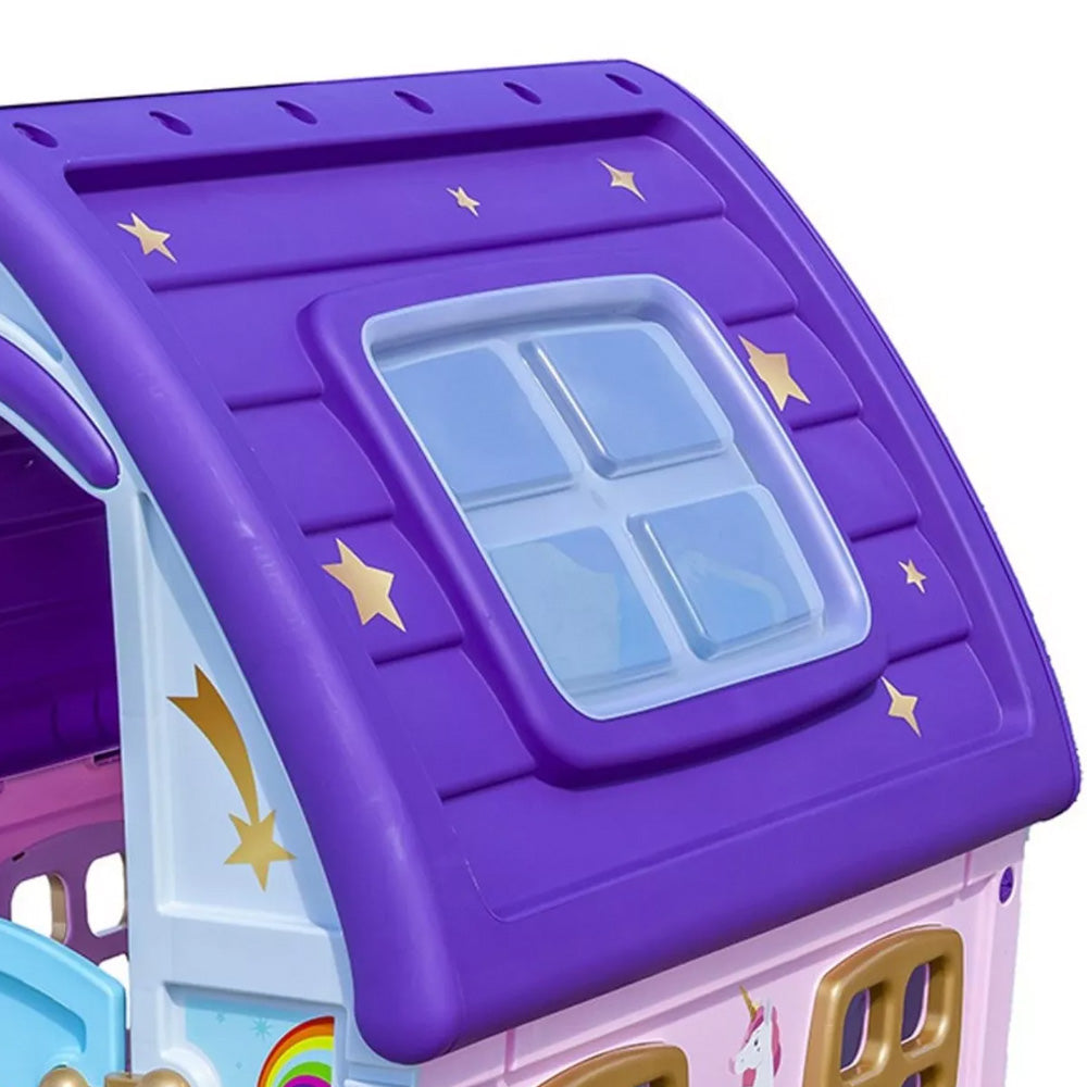 Casinha de Brinquedo Infantil Playground Unicórnio Com Porta e Janela Grand House