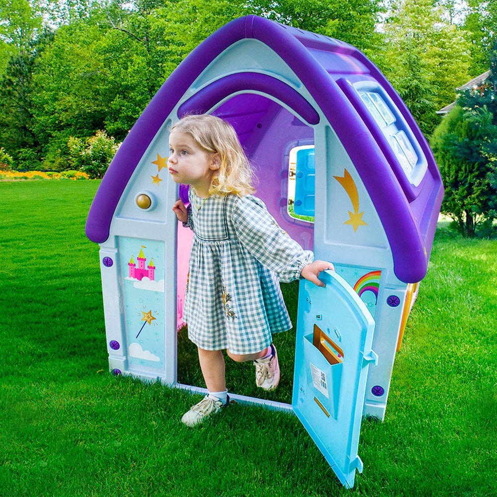 Casinha de Brinquedo Infantil Playground Unicórnio Com Porta e Janela Grand House
