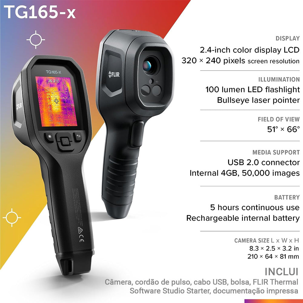Câmera Tg165x Térmica Infravermelho Termográfica 25°c a 300ºc Flir